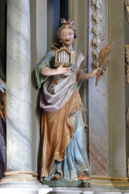 Hırvatistan 'ın Samarica kentindeki İskenderiye Kilisesi' nin mihrabındaki Aziz Cecilia heykeli