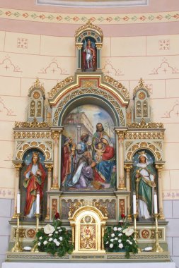 Hırvatistan 'ın Vukovina kentinde Bakire Meryem' i Ziyaret Kilisesi 'ndeki Büyücünün Sunağı