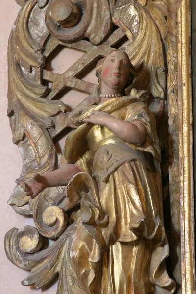 Статуя Святої Катерини Вівтарі Святої Варвари Церкві Успіння Богородиці Таборско — стокове фото