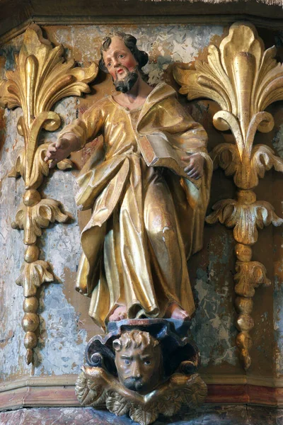 Mark Evangelist Statue Pulpit Church Assumption Virgin Mary Taborsko Croatia — Stock Photo, Image