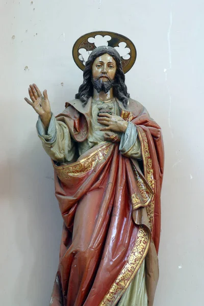 Sagrado Corazón Jesús Estatua Iglesia Santa Catalina Alejandría Nevinac Croacia — Foto de Stock