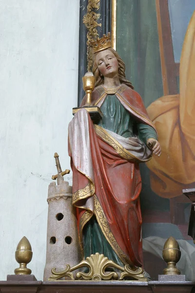 Szent Borbála Szobor Szent Anna Oltárán Szent Három Király Templomában — Stock Fotó