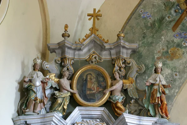 Szűz Mária Kis Jézussal Szent Erzsébet Oltára Alexandriai Szent Katalin — Stock Fotó