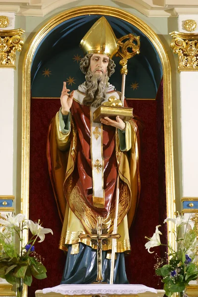 San Nicola Statua Sull Altare Maggiore Nella Chiesa Parrocchiale San — Foto Stock