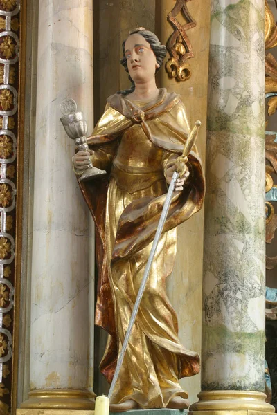 Barbara Figura Ołtarzu Elżbiety Kościele Trzech Króli Komin Chorwacja — Zdjęcie stockowe