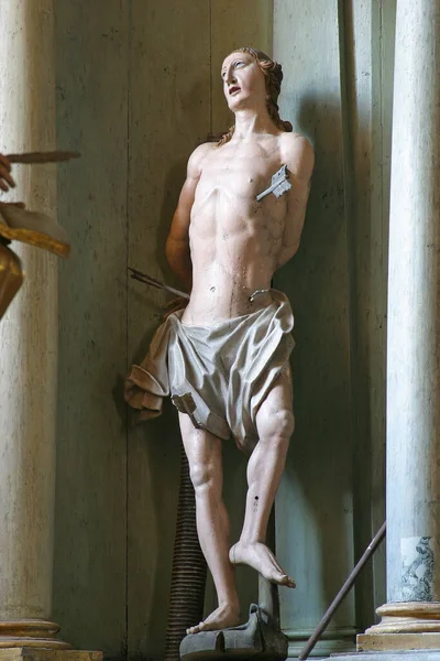 Statua San Sebastiano Sull Altare San Giovanni Nepomuceno Nella Chiesa — Foto Stock