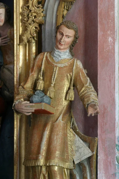 Stephanus Statue Auf Dem Altar Der Heiligen Helfer Der Kirche — Stockfoto