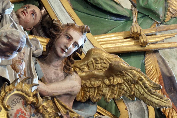 Statue Ange Sur Autel Sainte Croix Dans Église Notre Dame — Photo
