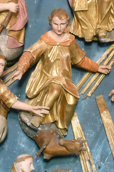 Saint Giles Abbot Statue Altar Fourteen Holy Helpers Church Our — Stock Photo, Image