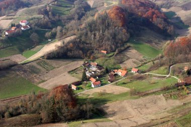 Hırvatistan 'ın Zagorje Bölgesindeki Idyllic kırsal, Hills ve Meadows