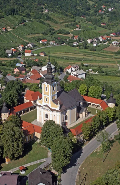 Kościół Matki Bożej Jerozolimskiej Trskim Wzgórzu Krapinie Chorwacja — Zdjęcie stockowe