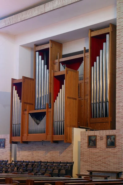 克罗地亚萨格勒布自由之母福音教堂的器官 — 图库照片