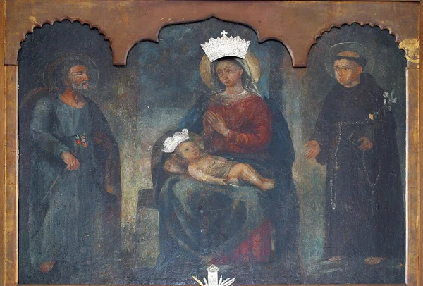 Jungfrau Maria Mit Jesuskind Umgeben Von Josef Und Antonius Von — Stockfoto