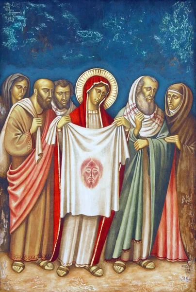 Kreuzweg Veronika Wischt Das Gesicht Jesu Pfarrkirche Kostbares Blut Jesu — Stockfoto