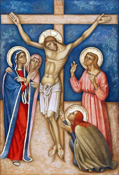 12Η Στάση Του Σταυρού Ιησούς Πεθαίνει Στο Σταυρό Ενοριακή Εκκλησία — Φωτογραφία Αρχείου