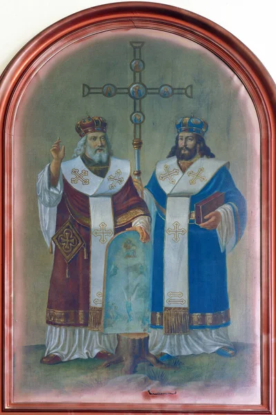 Heiligen Cyril Methodius Altaarstuk Sint Stefanus Koning Parochiekerk Hercegovac Kroatië — Stockfoto