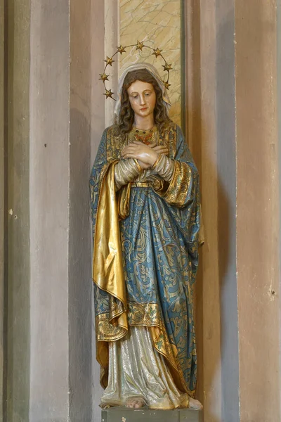 Ubesmittet Hjerte Hos Maria Statue Sognekirken Jomfru Marias Besøk Garesnica – stockfoto