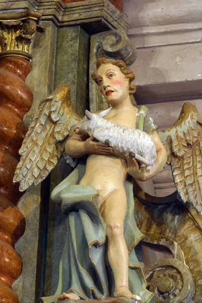 Engel Statue Auf Dem Altar Des Heiligen Josef Der Pfarrkirche — Stockfoto