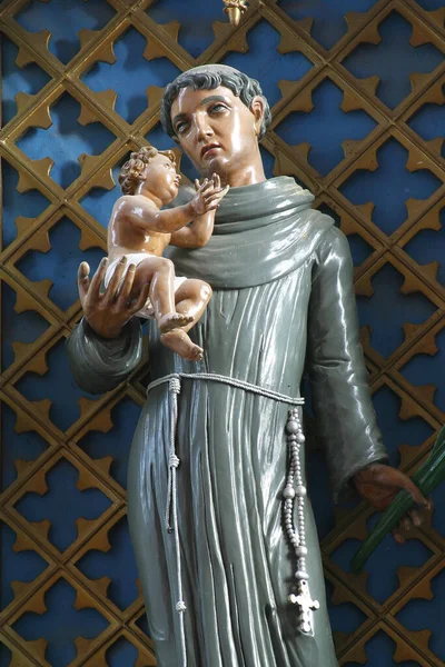 Der Heilige Antonius Hält Ein Jesuskind Eine Statue Auf Einem — Stockfoto