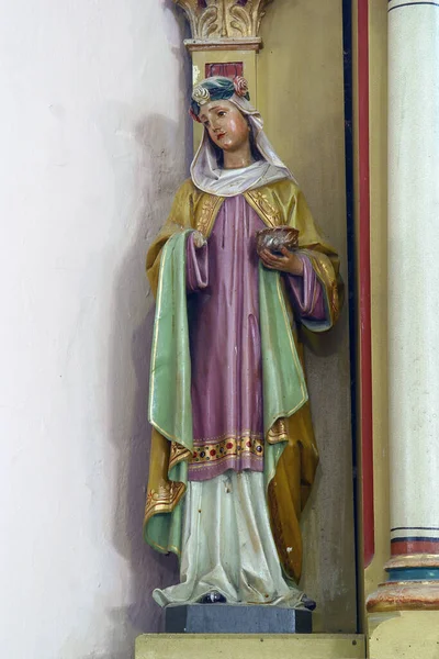 Sfânta Lucia Statuie Altarul Barbara Din Biserica Parohială Adormirea Maicii — Fotografie, imagine de stoc