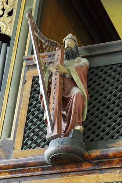 King David, organ statue in the parish church of St. Catherine of Alexandria in Zagorska Sela, Croatia