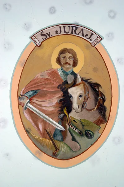 Saint George Fresco Parochiekerk Van Catherine Van Alexandrië Zagorska Sela — Stockfoto