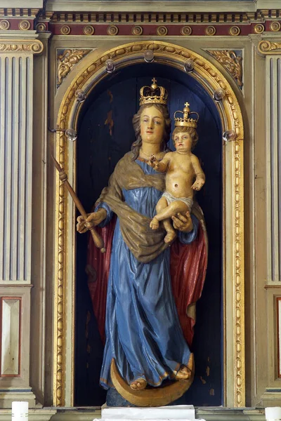 Vierge Marie Avec Enfant Statue Jésus Sur Autel Notre Dame — Photo