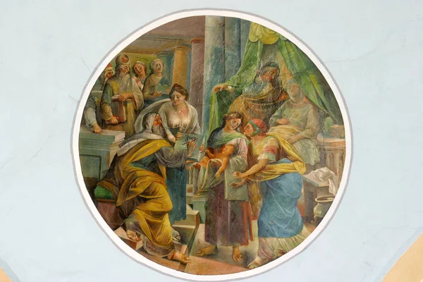 Рождение Фрески Иоанна Крестителя Приходской Церкви Святого Иоанна Крестителя Свети — стоковое фото