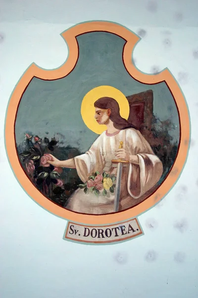 Saint Dorothea Caesarea Fresco Parish Church Catherine Alexandria Zagorska Sela Stock Image