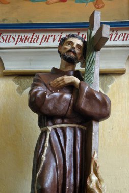 Hırvatistan 'ın Krapina kentindeki Aziz Nicholas kilisesinde Aziz Nicholas Taveliç heykeli