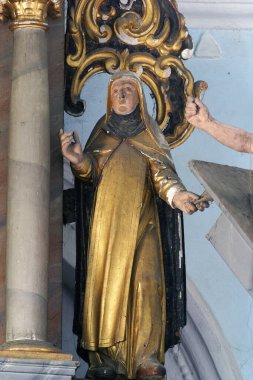 Assisi 'li Aziz Clare, Hırvatistan' ın Krapina kentindeki İskenderiyeli Aziz Catherine Kilisesi 'nde Padua' lı Aziz Anthony 'nin mihrabına heykeli dikildi.