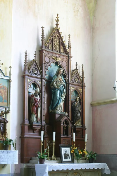 Ołtarz Niepokalanego Serca Maryi Kościele Parafialnym Mikołaja Krapinie Chorwacja — Zdjęcie stockowe