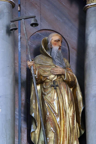 Άγιος Αντώνιος Ερημίτης Άγαλμα Στον Βωμό Του Αγίου Αντωνίου Της — Φωτογραφία Αρχείου