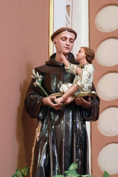 San Antonio Sostiene Niño Jesús Una Estatua Iglesia Parroquial San — Foto de Stock