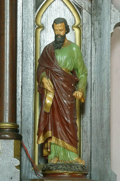 克罗地亚克拉平斯克托普利茨圣三位一体教堂圣瓦伦丁祭坛上的圣保罗雕像 — 图库照片