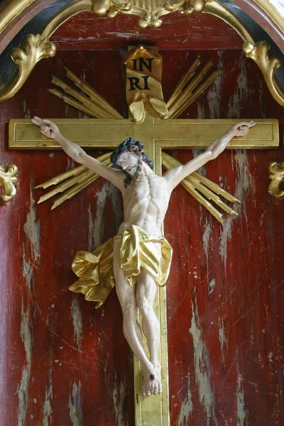 Crucifix Tabernacle Autel Principal Dans Église Paroissiale Helena Zabok Croatie — Photo