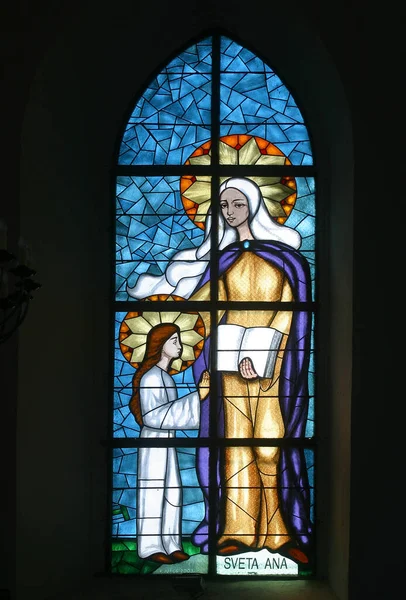 Saint Anne Education Virgin Mary Stained Glass Window Our Lady — 스톡 사진