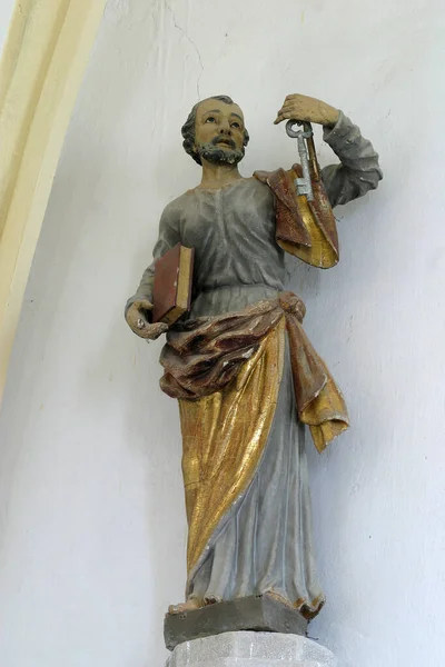 Святий Петро Статуя Парафіяльній Церкві Богоматері Чудес Остаріє Хорватія — стокове фото