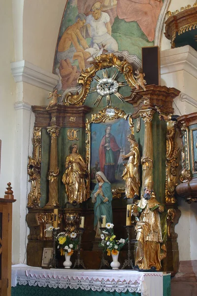 Ołtarz Barbary Kościele Parafialnym Piotra Sveti Petar Mreznicki Chorwacja — Zdjęcie stockowe