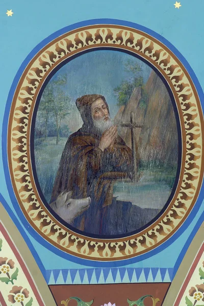 Sant Antonio Eremita Affresco Nella Chiesa Parrocchiale Della Santa Croce — Foto Stock