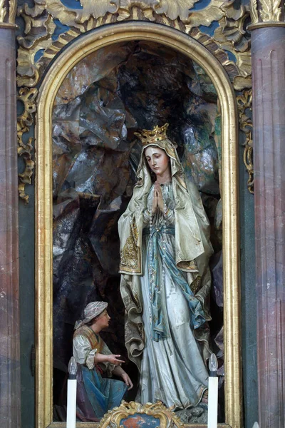 Altare Della Madonna Lourdes Nella Chiesa Santa Caterina Alessandria Krapina — Foto Stock