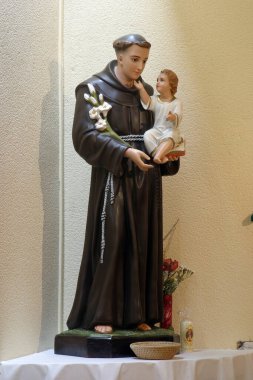 Padualı Aziz Anthony, Dugave, Zagreb, Hırvatistan 'daki St. Matthew kilisesinde heykel