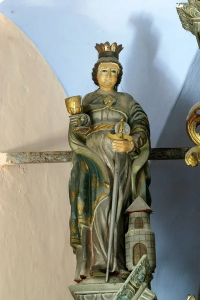 Святая Варвара Статуя Алтаре Святого Антония Отшельника Приходской Церкви Святого — стоковое фото