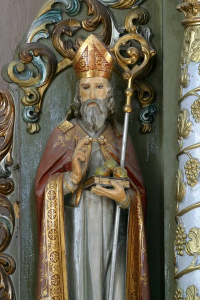Άγιος Νικόλαος Άγαλμα Στο Βωμό Του Αγίου Αντωνίου Του Ερημίτη — Φωτογραφία Αρχείου