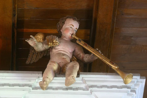 Angel Musician Statue Organ Saint Peter Parish Church Petrovina Croatia — Stock Photo, Image