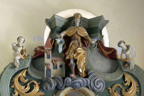 San Florián Estatua Sobre Altar San Valentín Iglesia Parroquial San — Foto de Stock