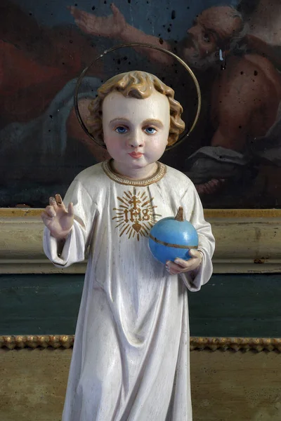 Enfant Jésus Prague Statue Sur Autel Saint Valentin Dans Église — Photo