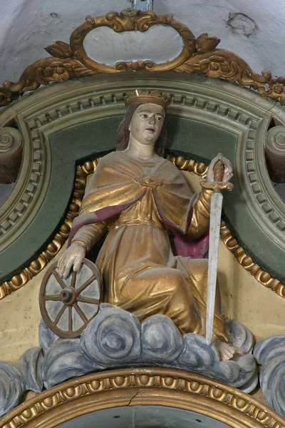 Catherine Alexandria Staty Altaret Barbara Församlingskyrkan Anthony Hermit Slavetic Kroatien — Stockfoto