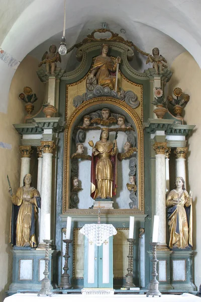 Altar Santa Bárbara Iglesia Parroquial San Antonio Ermitaño Eslavética Croacia — Foto de Stock