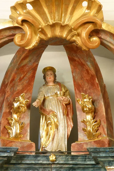 聖バーバラ像 聖バルバラ像 クロアチア プレシヴィツァの聖ジョージ教区教会のイエス祭壇の聖ハート — ストック写真